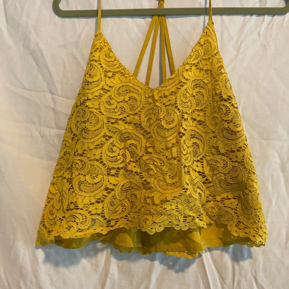 Yellow Lace Tank Top
